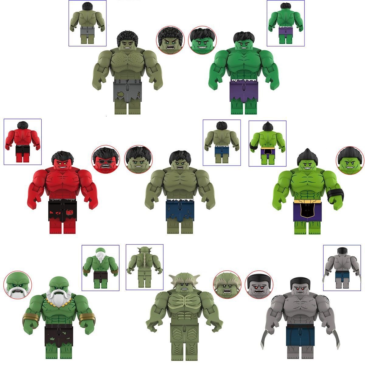 8pcs Incredible Hulk vs Maestro Abomination Minifigures Lego Compatible Hulk movie Sets