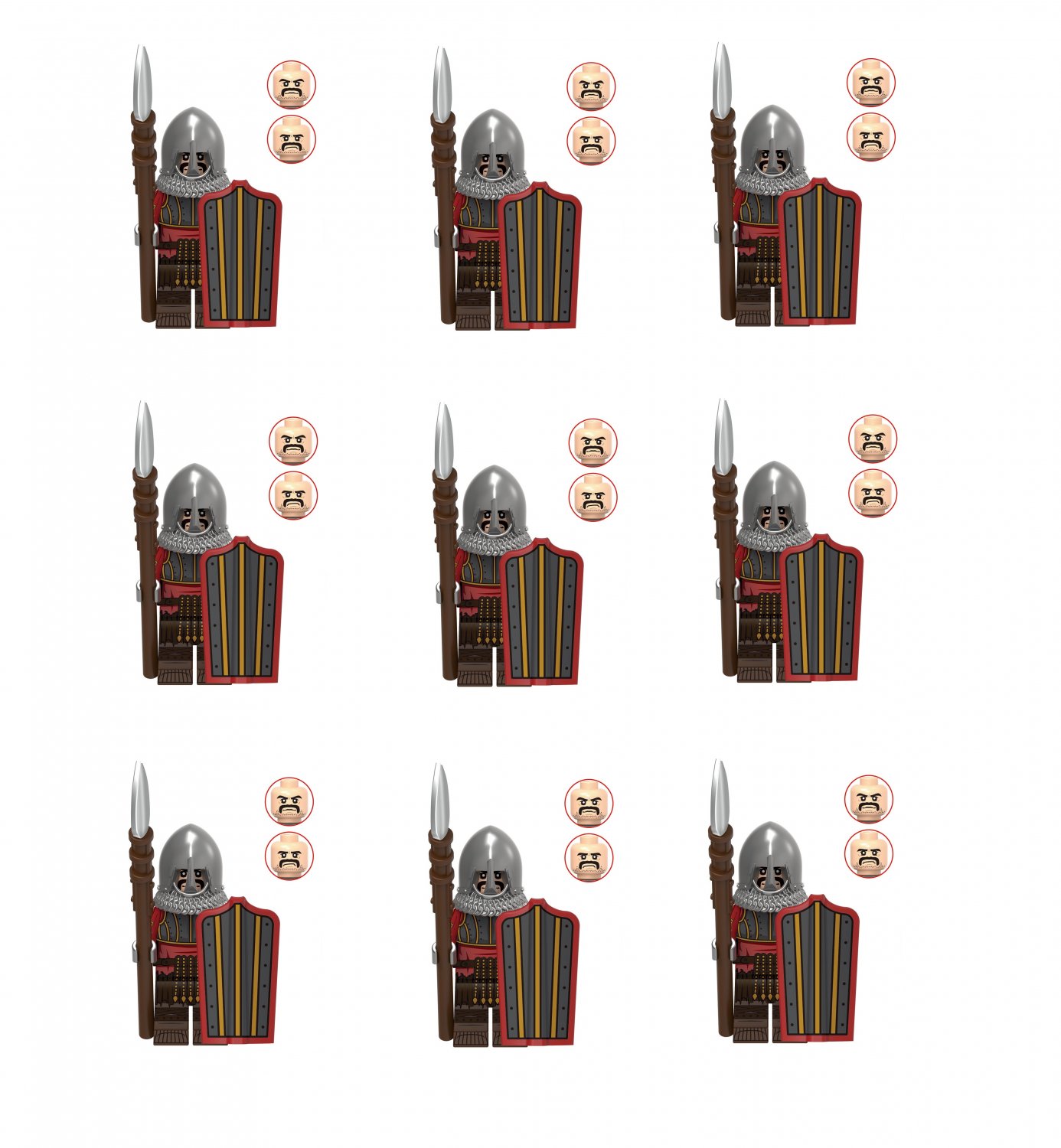 9pcs Lancer Minifigures Lego Compatible Medieval Knight Set