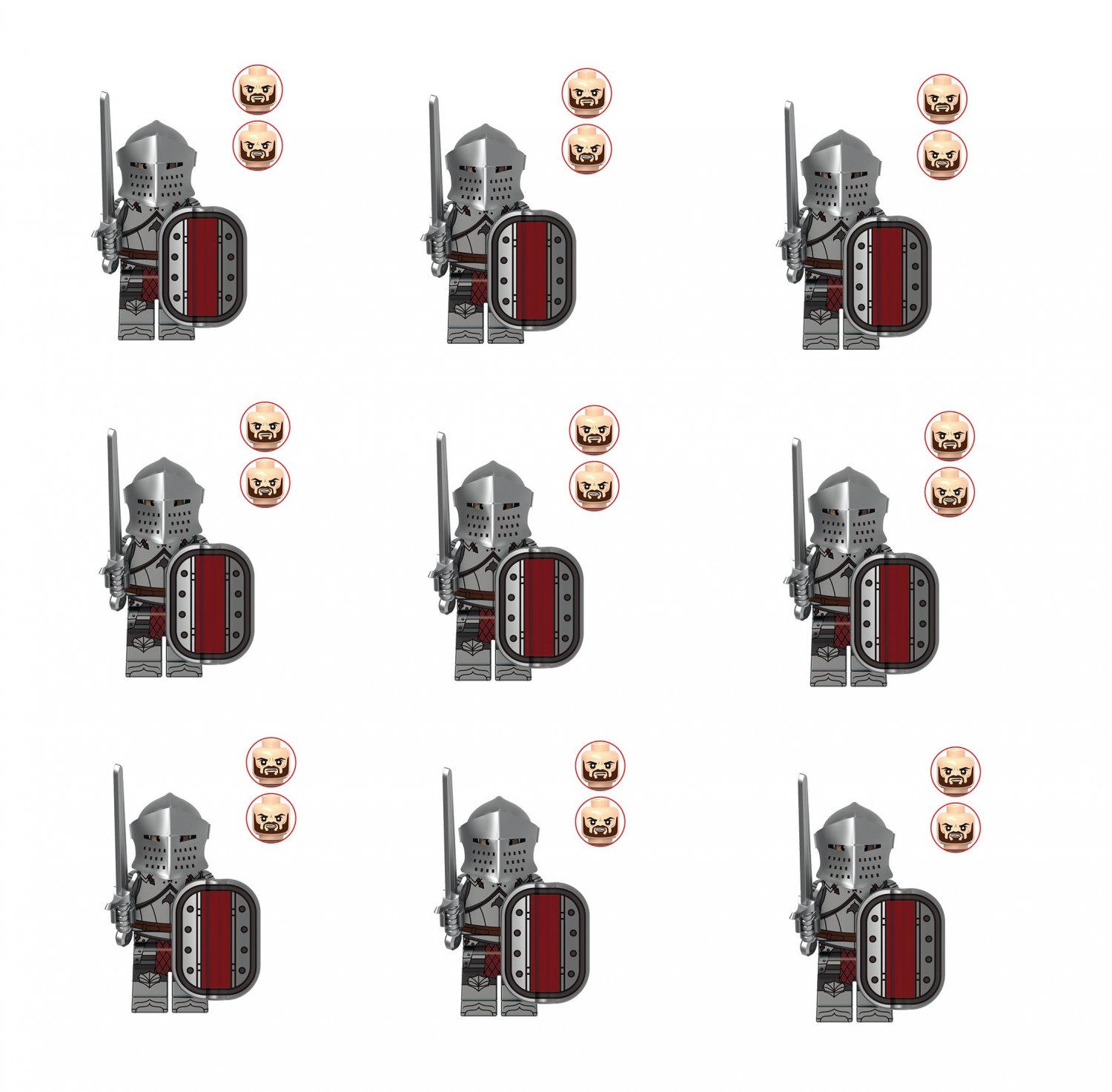 9pcs Imperial Guard Knight Minifigures Lego Compatible Medieval Knight Sets