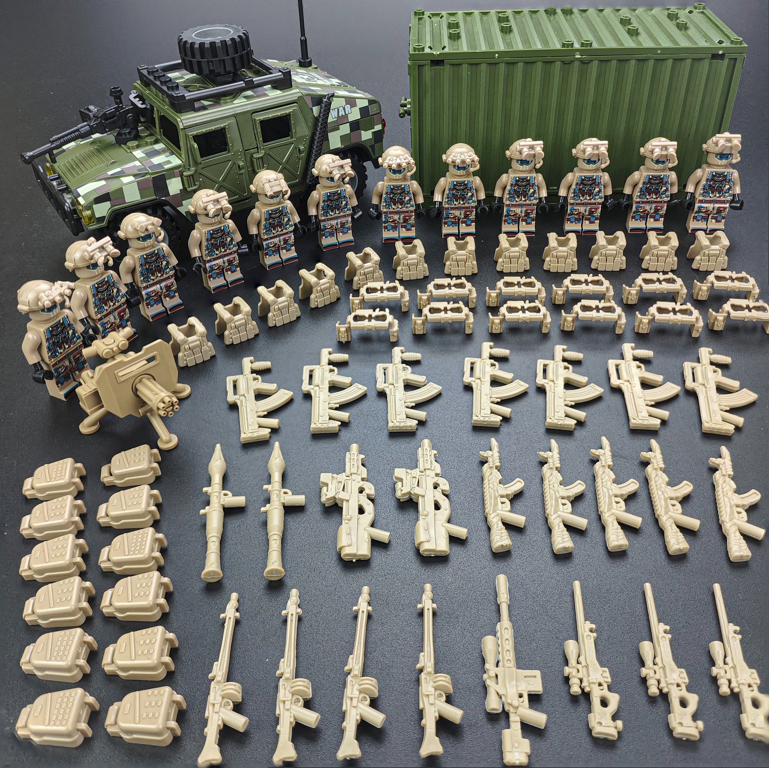 Grey Special Forces Soldier Hummer Minifigures Lego Compatible Military Sets