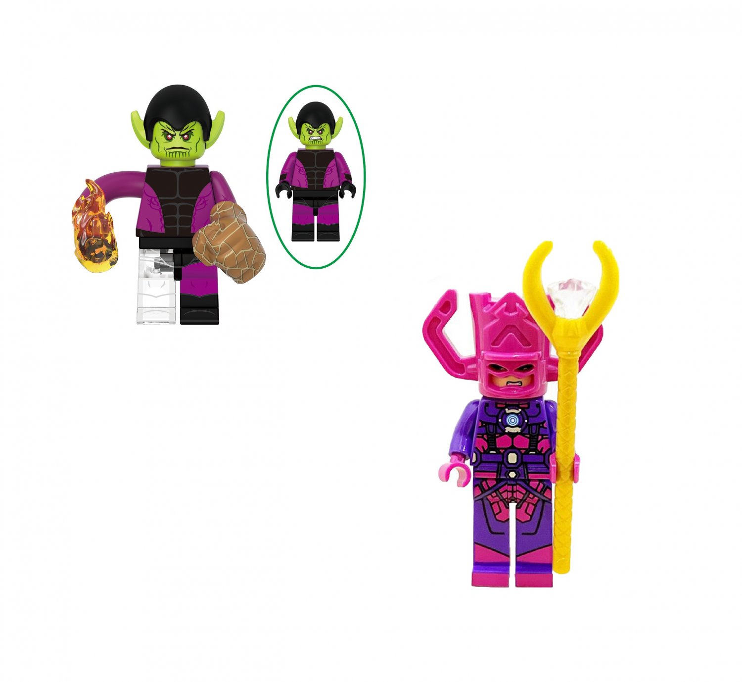 Super Skrull and Galactus Minifigures Lego Compatible The Avengers Sets