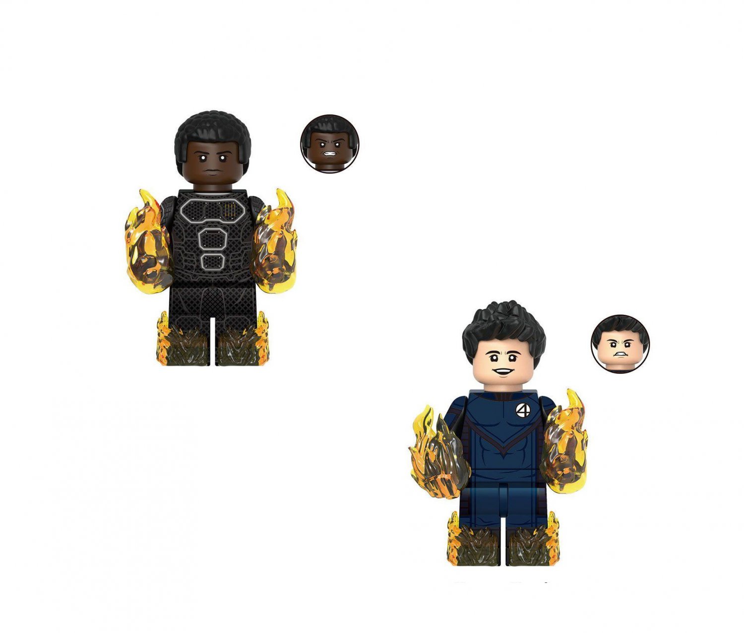 2pcs Human Torch different skin colors Minifigures Lego Compatible The Fantastic Four Movie Sets