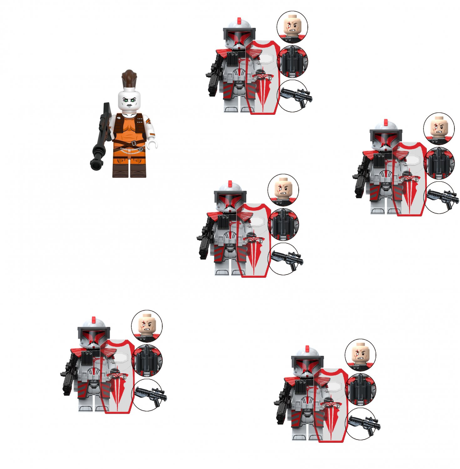 Aurra Sing and Shock Trooper Minifigures Lego Compatible Star Wars Movie Sets