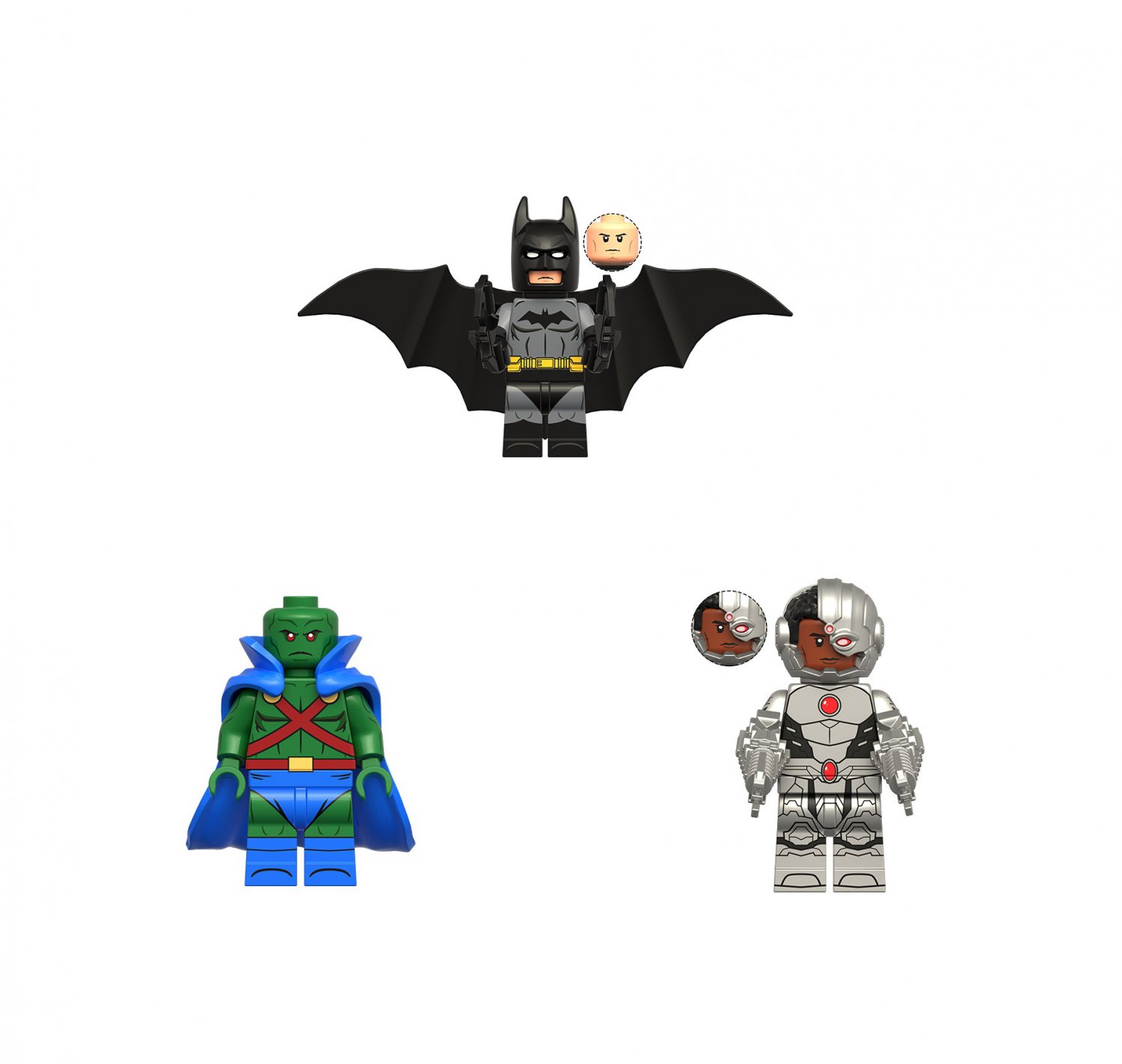 Cyborg Martian Manhunter Batman Minifigures Lego Compatible DC Super Heroes Set