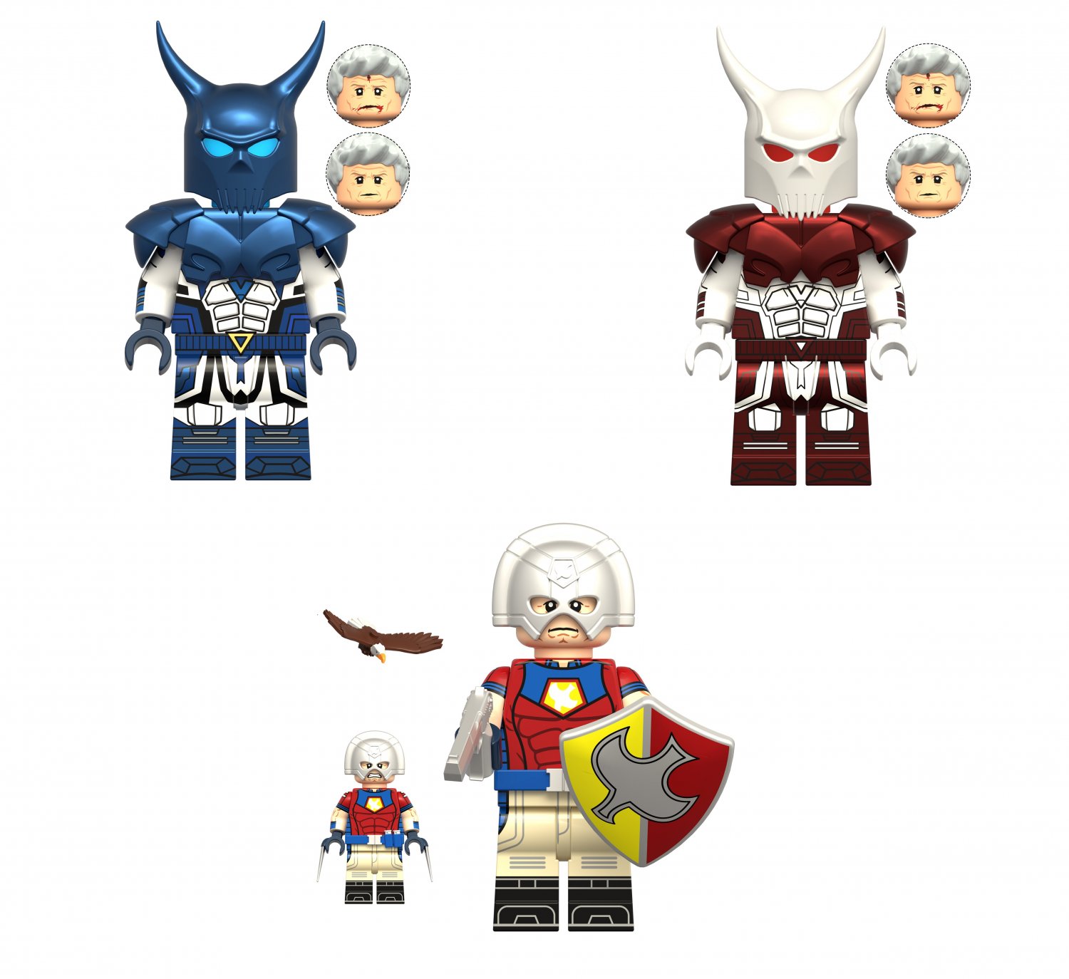 Blue Dragon White Dragon and Peacemaker Minifigures Lego Compatible Peacemaker Season 3 Set