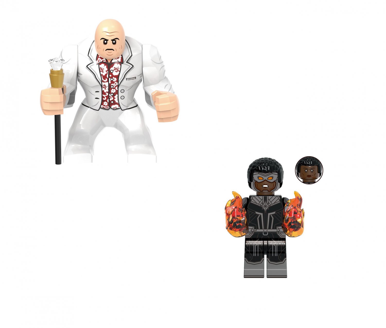 Kingpin and Captain Marvel Minifigures Lego Compatible The New Avengers Sets