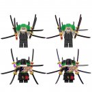 4pcs Nine knives flow Roronoa Zoro Minifigures Lego Compatible One Piece Set