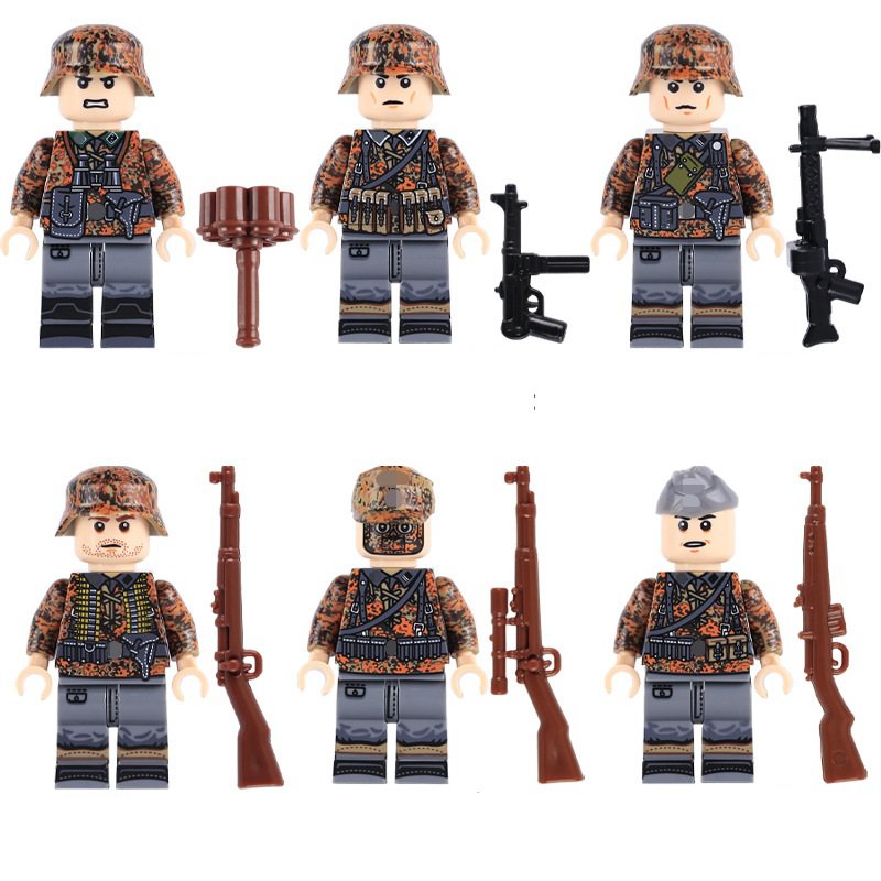 German army Lieutenant Sergeant MG Gunner Sniper Minifigures Lego Compatible WW2 Soldier Set
