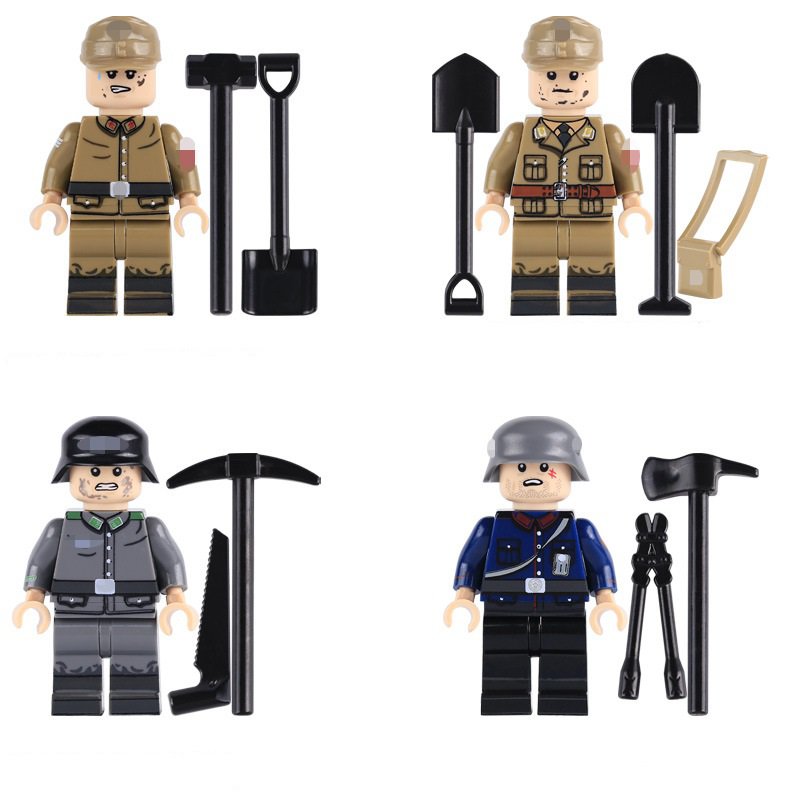 German Engineer Engineering Commander Air Raid Helper Minifigures Lego Compatible WW2 Soldier Set