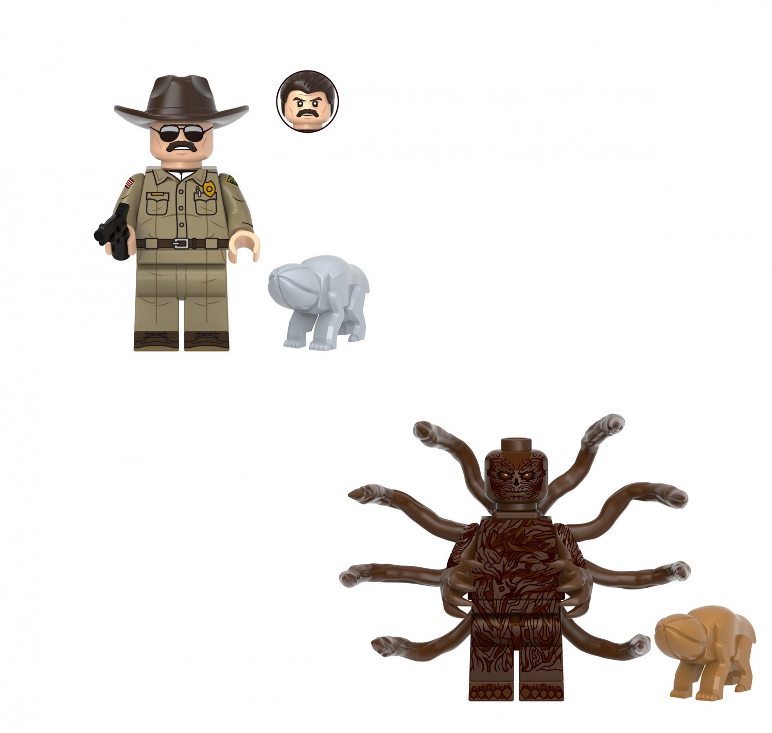 Hopper and Vecna Minifigures Lego Compatible Stranger Things Season 5 Sets