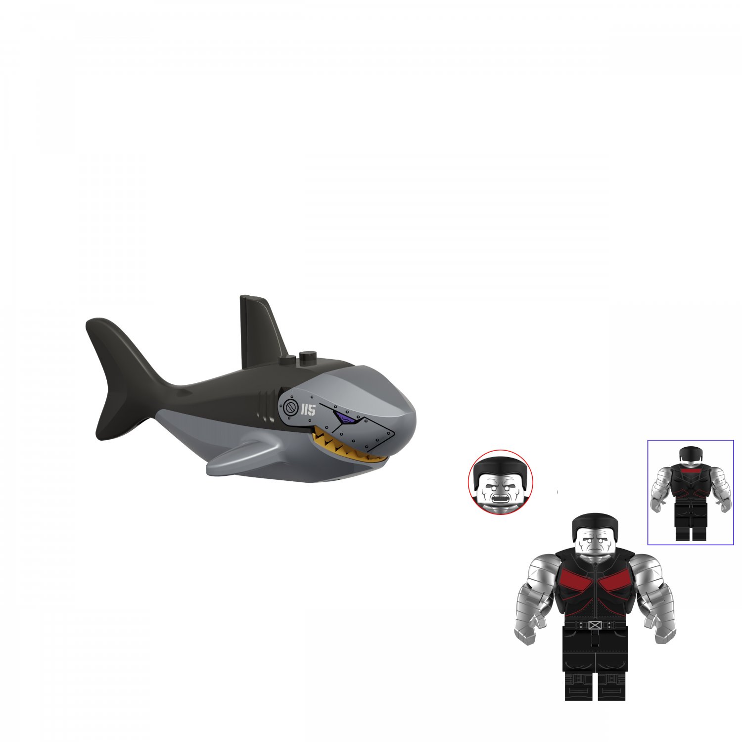 Zombie Shark vs Colossus Minifigures Lego Compatible New Super Heroes Sets