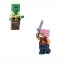 Zombie Hunter and Zombie Villager Minifigures Lego Compatible Minecraft Sets