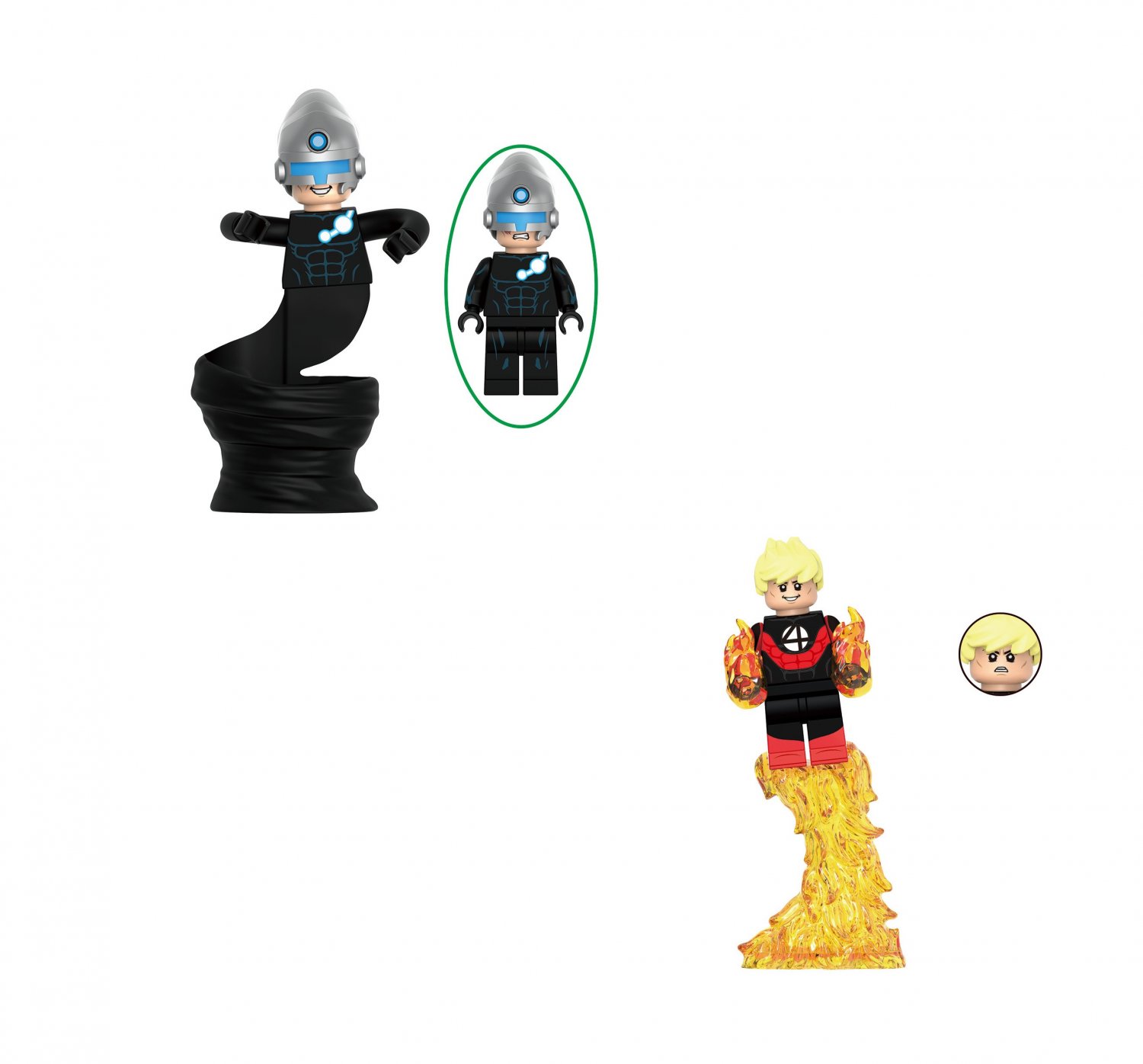 Human Torch vs The Maker Minifigures Lego Compatible Fantastic Four Sets