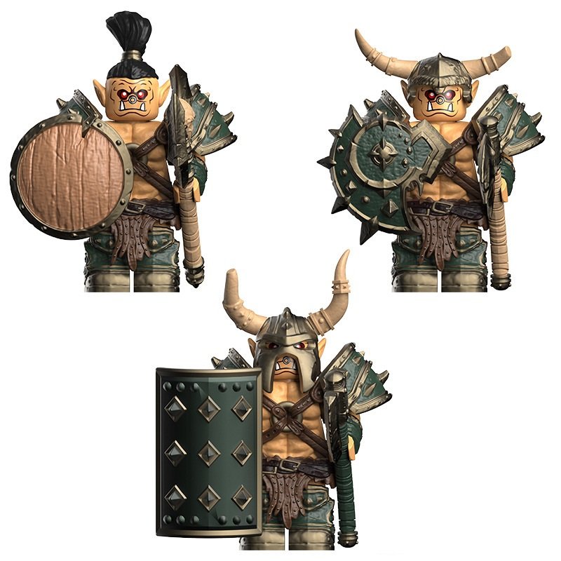3pcs Heavy Armor Orc Minifigures Lego Compatible World of Warcraft Sets