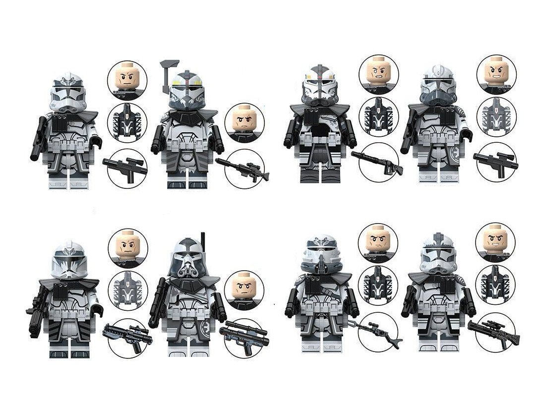 8pcs Wolfpack Clone Trooper and Commander Minifigures Lego Compatible Clone Trooper Set