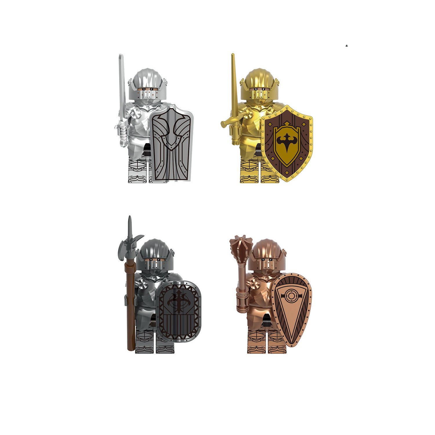 4pcs Heavy Gothic Knights Minifigures Lego Compatible Medieval Knight Set