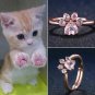 Paw Print Rose Gold Ring Cute Pet Puppy Dog Kitten Cat Lover Pawrent Opening Adjustable Jewelry