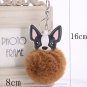 Boston Terrier French Bulldog Keychain Pet Puppy Dog Artificial Rabbit Fur Furry Ball Key Chain
