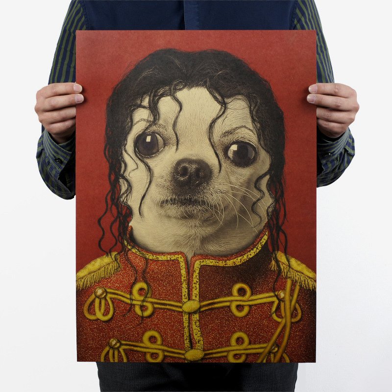 Decor Room Kraft Bar Pet Chihuahua Face Michael Jackson Retro Paper Nostalgic Antique Wall Art