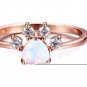 Heart Cut White Fire Opal Ring Rose Gold Cute Pet Puppy Dog Animal Paw Pawprint Footprint Petlovers