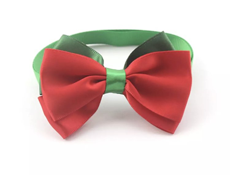 Christmas Bow Tie Colors Red Green Neck Strap Collar Pet Puppy Dog Kitten Cat Holiday Accesory