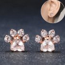 1 Pair Shiny Pink Pet Paws Stud Earrings Fashion Trendy Cat Dog Paw Print Earring Piercing Jewelry