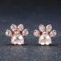 1 Pair Shiny Pink Pet Paws Stud Earrings Fashion Trendy Cat Dog Paw Print Earring Piercing Jewelry