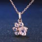 Rose Gold Pink Rhinestones Paw Print Claw Pendant Chain Necklace Pet Dog Cat Animal Fashion Jewelry
