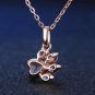 Rose Gold Pink Rhinestones Paw Print Claw Pendant Chain Necklace Pet Dog Cat Animal Fashion Jewelry