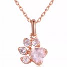 Rose Gold Pink Rhinestones Paw Print Claw Pendant Chain Necklace Pet Dog Cat Animal Fashion Jewelry