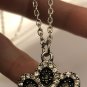 Paw Print Rhinestone Black White Pendant Silver Necklace Pet Dog Pawprint Cat Jewelry