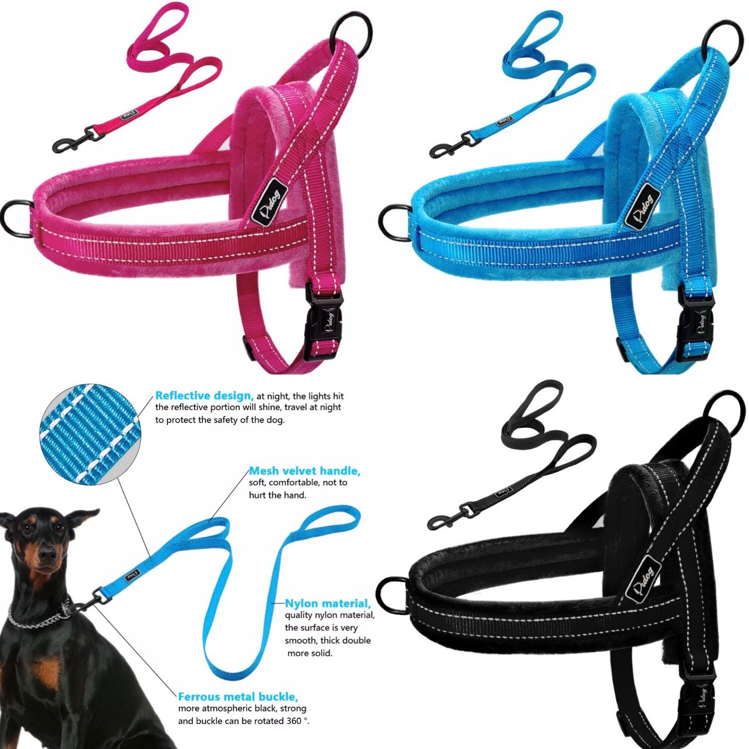 Reflective Harness Leash Pet Set XXSL No Pull Set Quick Fit Reflective