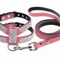 Rhinestone Harness Leash Pet Set S-L Suede Leather for Puppy Dog Kitty Cat Pet Supplies