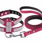 Rhinestone Harness Leash Pet Set S-L Suede Leather for Puppy Dog Kitty Cat Pet Supplies