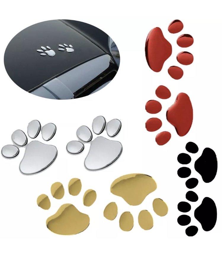 3D Dog Paws Car Stickers Pair Pawprint Waterproof Sunproof Body