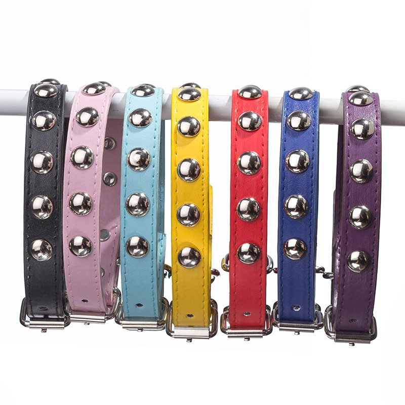 Studded Faux Leather Collar S-XL Studs Crystal Mushroom Adjustable Pet Puppy Dog Kitty Cat Collars