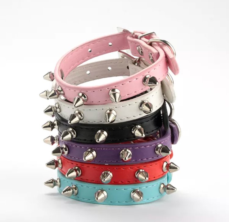 Spiked Rivet Pet Pu Leather Collar XS-L Puppy Dog Cat Studded Adjustable Neck Strap Fashion