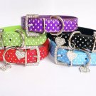 Rhinestone Heart Polka Dot XS-L Collar Adjustable Buckle Neck Strap Pet Puppy Dog Cat