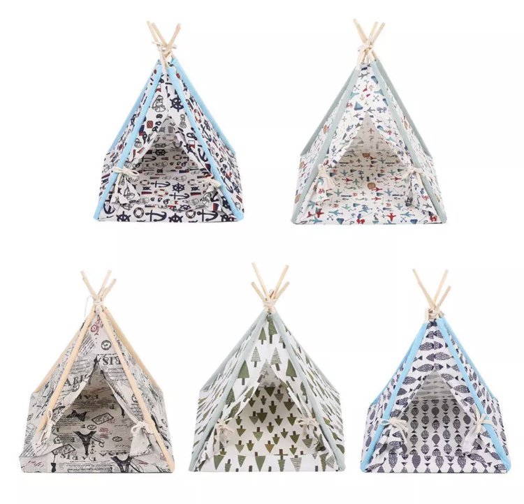 Pet Tent Tepee Bed Puppy Dog Kitten Cat Unique House Nest Cushion Mat Pillow Sleeping Doggie Kennel