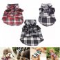 Plaid Turn Down Collar Shirt XS-L Short Sleeve Button Closure Lattice Dog Cat Apparel Pet Clothes