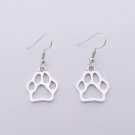 Silver Dangle Paw Earrings Pawrent Pawprint Pet Puppy Dog Kitten Cat Drop Earring Animal Jewelry