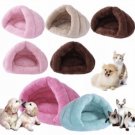 Foldable Plush Pet Bed Nest House S-L Kennel Cat Dog Soft Warm Tent Sleeping Mat Pad Cave