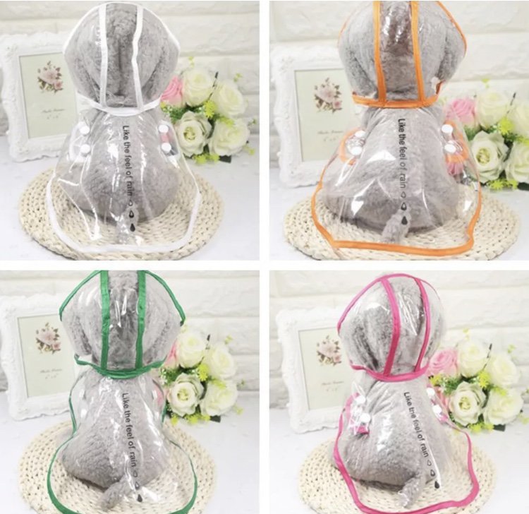Transparent Pet Raincoat XS-2XL Puppy Dog Colored Rain Coat Waterproof Outdoor Protection Clothes