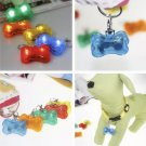 LED Clip-on Bone Collar Pendant Safety Light Puppy Dog Outdoors Dark Night Visible Protection