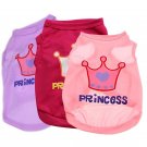 Princess Tiara Pet Tank Top XS-L Puppy Dog Kitten Cat Printed Top T-Shirt Summer Spring Cute Clothes