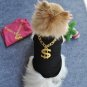 Money Sign Chain Pet Tank Top XS-L Puppy Dog Kitten Cat Black Printed Shirt Summer Spring Clothes