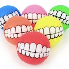 Squeaky Teeth Smile Ball Pet Toy Interactive Squeaker Sound Puppy Dog Play Funny Silicone Chew Toys