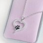 Paw Print Hollow Heart Pendant Necklace Charm Pet Animal Puppy Dog Chain Fashion Accessory Jewelry