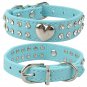 2 Rows Diamante Rhinestones XXS-M Dog Collars PU Leather With Heart Charm Puppy Dog Cat Pets Collar