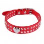 2 Rows Diamante Rhinestones XXS-M Dog Collars PU Leather With Heart Charm Puppy Dog Cat Pets Collar